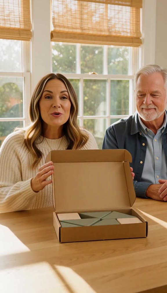 The presenter introduces the wooden activity kit